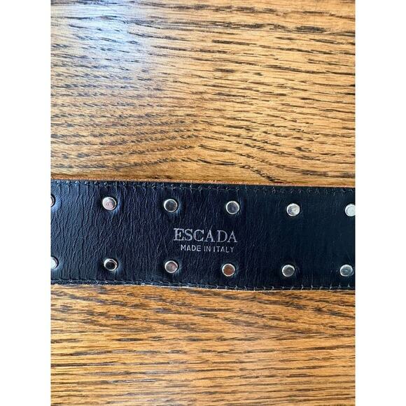 1980s Vintage Escada Studded Suede Leather Belt Sienna Orange Statement Buckle main image 9